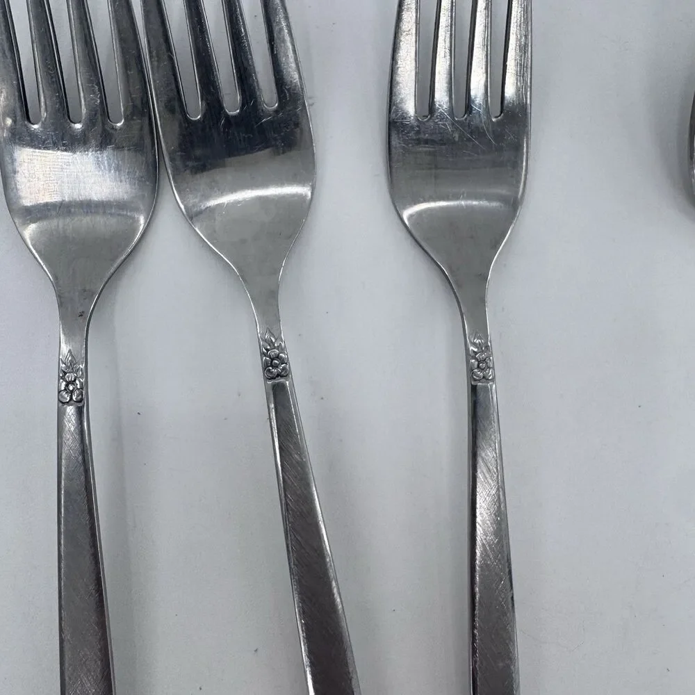 Lot of 17 1881 Rogers Oneida Ltd Melissa pattern stainless Forks Knives Spoons